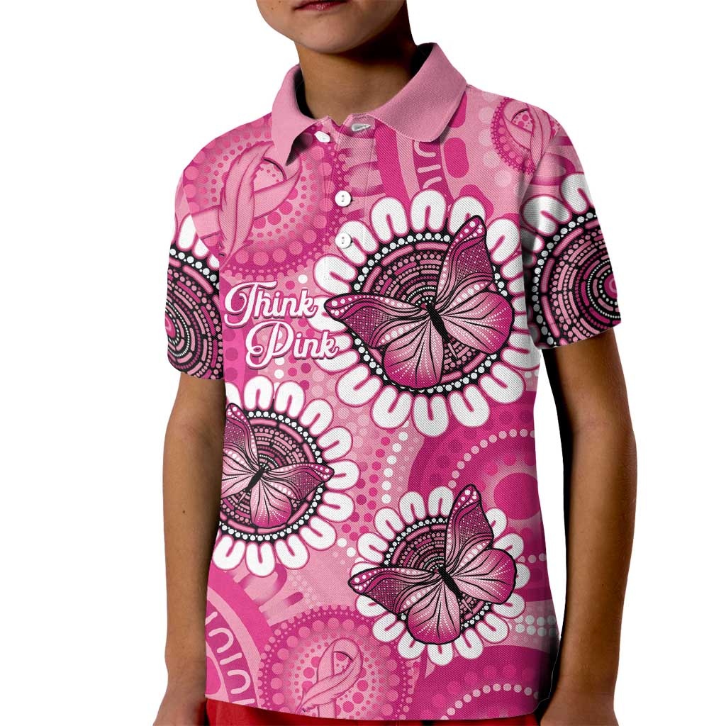 Personalised Australia Indigenous Kid Polo Shirt Breast Cancer Ribbon Think Pink - Pink Version LT14