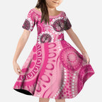Personalised Australia Indigenous Kid Short Sleeve Dress Breast Cancer Ribbon Think Pink - Pink Version LT14