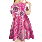 Personalised Australia Indigenous Kid Short Sleeve Dress Breast Cancer Ribbon Think Pink - Pink Version LT14