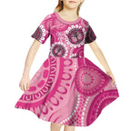 Personalised Australia Indigenous Kid Short Sleeve Dress Breast Cancer Ribbon Think Pink - Pink Version LT14