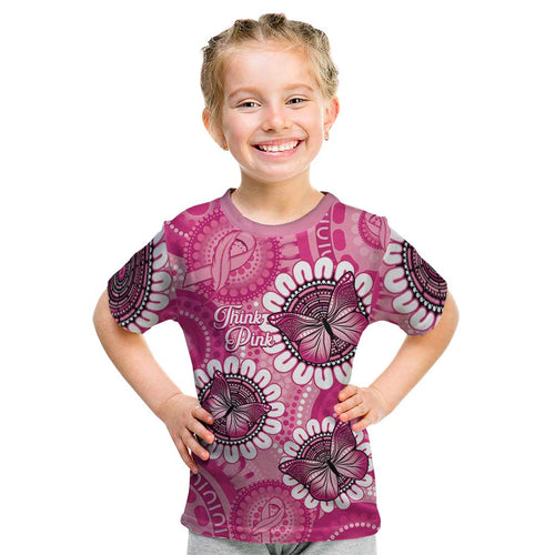 Personalised Australia Indigenous Kid T Shirt Breast Cancer Ribbon Think Pink - Pink Version LT14