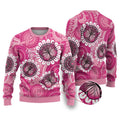 Personalised Australia Indigenous Ugly Christmas Sweater Breast Cancer Ribbon Think Pink - Pink Version - Aussie Hoodie