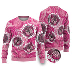 Personalised Australia Indigenous Ugly Christmas Sweater Breast Cancer Ribbon Think Pink - Pink Version - Aussie Hoodie