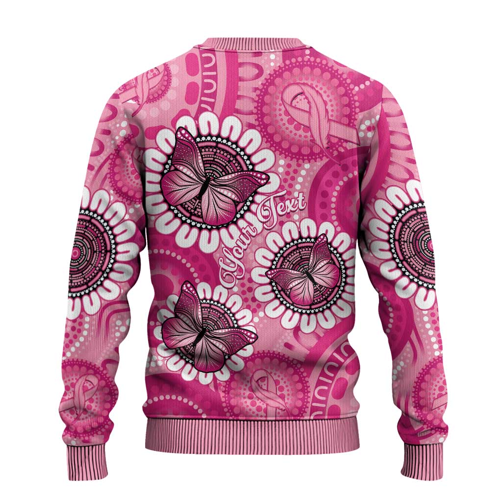 Personalised Australia Indigenous Ugly Christmas Sweater Breast Cancer Ribbon Think Pink - Pink Version - Aussie Hoodie