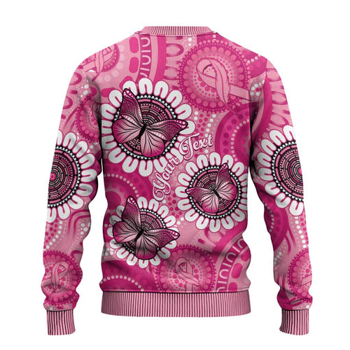 Personalised Australia Indigenous Ugly Christmas Sweater Breast Cancer Ribbon Think Pink - Pink Version - Aussie Hoodie