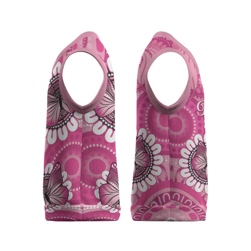 Personalised Australia Indigenous Christmas Knitted V-Neck Vest Breast Cancer Ribbon Think Pink - Pink Version - Aussie Hoodie