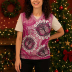 Personalised Australia Indigenous Christmas Knitted V-Neck Vest Breast Cancer Ribbon Think Pink - Pink Version - Aussie Hoodie