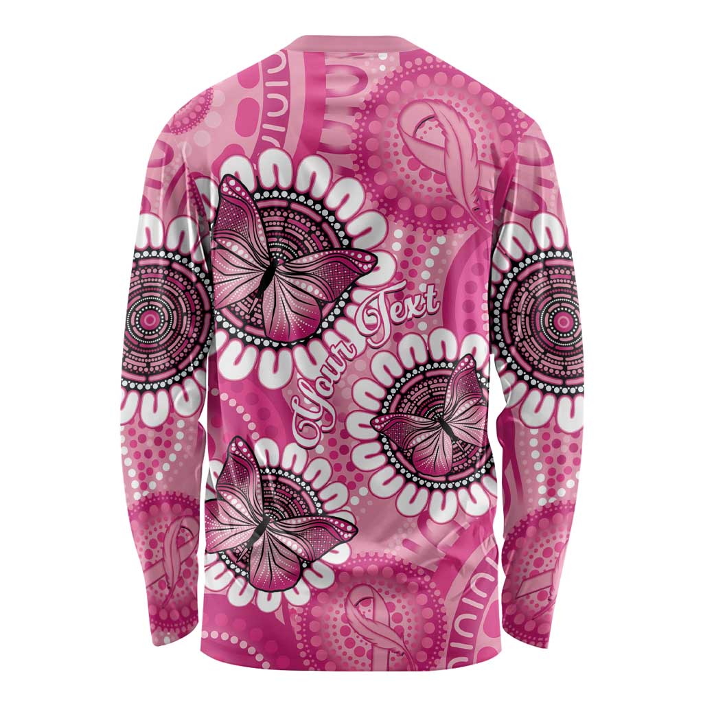 Personalised Australia Indigenous Long Sleeve Shirt Breast Cancer Ribbon Think Pink - Pink Version LT14