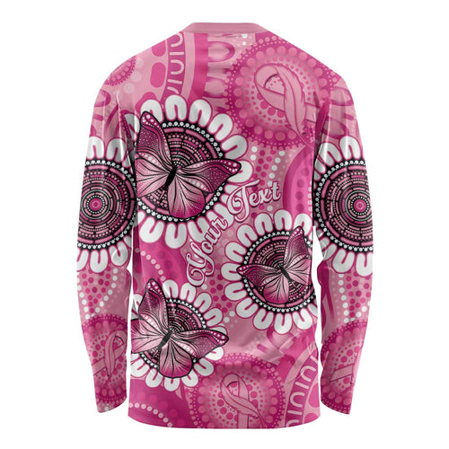 Personalised Australia Indigenous Long Sleeve Shirt Breast Cancer Ribbon Think Pink - Pink Version LT14