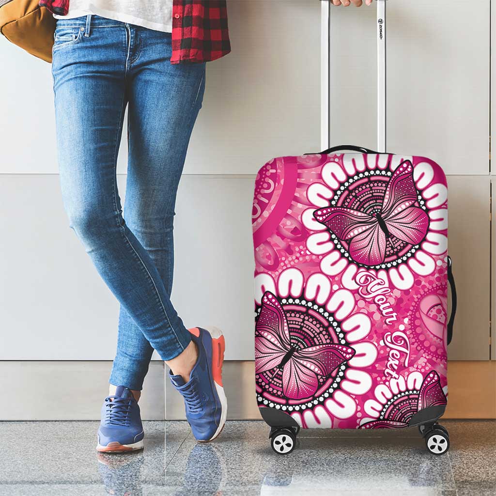 Personalised Australia Indigenous Luggage Cover Breast Cancer Ribbon Think Pink - Pink Version LT14