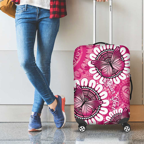 Personalised Australia Indigenous Luggage Cover Breast Cancer Ribbon Think Pink - Pink Version LT14