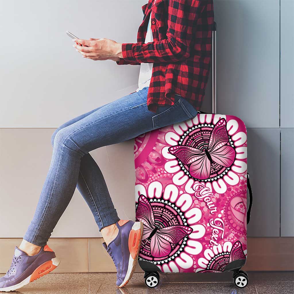 Personalised Australia Indigenous Luggage Cover Breast Cancer Ribbon Think Pink - Pink Version LT14