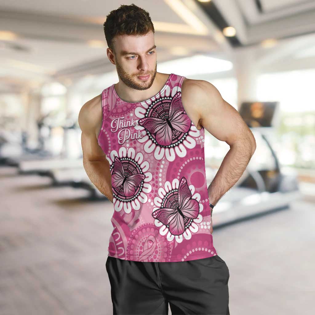 Personalised Australia Indigenous Men Tank Top Breast Cancer Ribbon Think Pink - Pink Version LT14