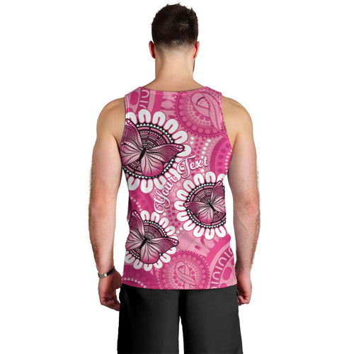 Personalised Australia Indigenous Men Tank Top Breast Cancer Ribbon Think Pink - Pink Version LT14