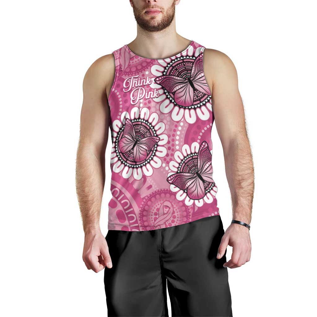 Personalised Australia Indigenous Men Tank Top Breast Cancer Ribbon Think Pink - Pink Version LT14