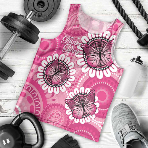Personalised Australia Indigenous Men Tank Top Breast Cancer Ribbon Think Pink - Pink Version LT14