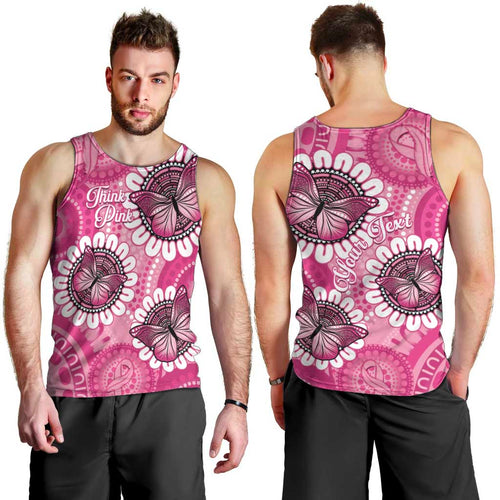 Personalised Australia Indigenous Men Tank Top Breast Cancer Ribbon Think Pink - Pink Version LT14