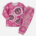 Personalised Australia Indigenous Christmas Pajama Set Breast Cancer Ribbon Think Pink - Pink Version - Aussie Hoodie