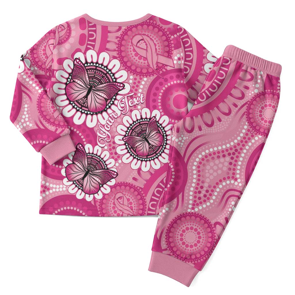 Personalised Australia Indigenous Christmas Pajama Set Breast Cancer Ribbon Think Pink - Pink Version - Aussie Hoodie