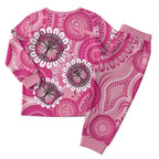 Personalised Australia Indigenous Christmas Pajama Set Breast Cancer Ribbon Think Pink - Pink Version - Aussie Hoodie