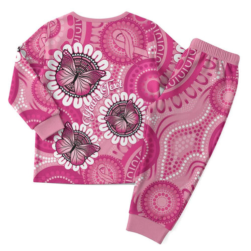 Personalised Australia Indigenous Christmas Pajama Set Breast Cancer Ribbon Think Pink - Pink Version - Aussie Hoodie