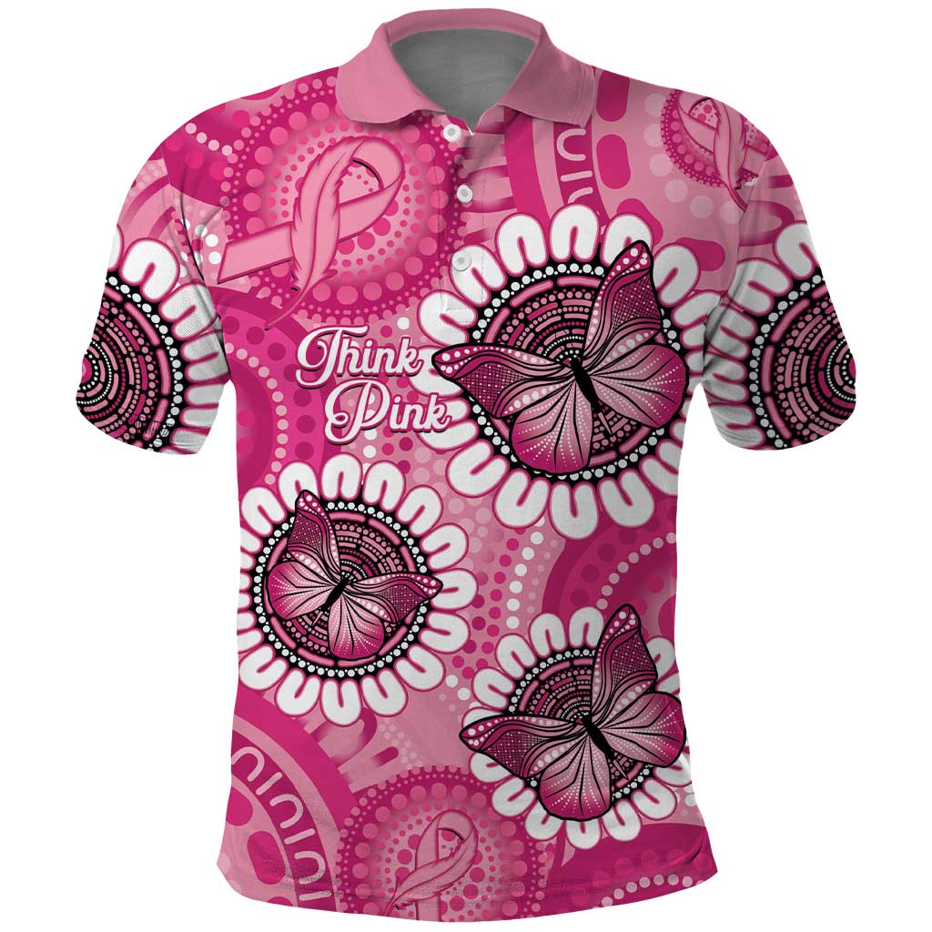 Personalised Australia Indigenous Polo Shirt Breast Cancer Ribbon Think Pink - Pink Version LT14