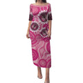 Personalised Australia Indigenous Puletasi Breast Cancer Ribbon Think Pink - Pink Version LT14