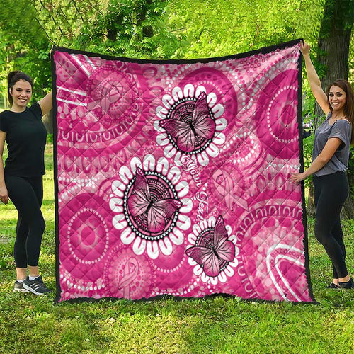 Personalised Australia Indigenous Quilt Breast Cancer Ribbon Think Pink - Pink Version LT14
