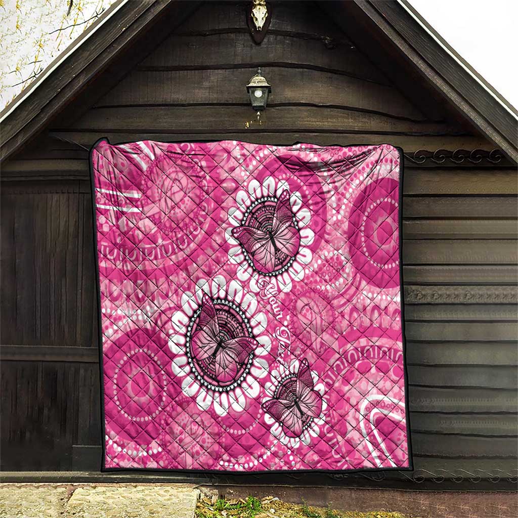 Personalised Australia Indigenous Quilt Breast Cancer Ribbon Think Pink - Pink Version LT14