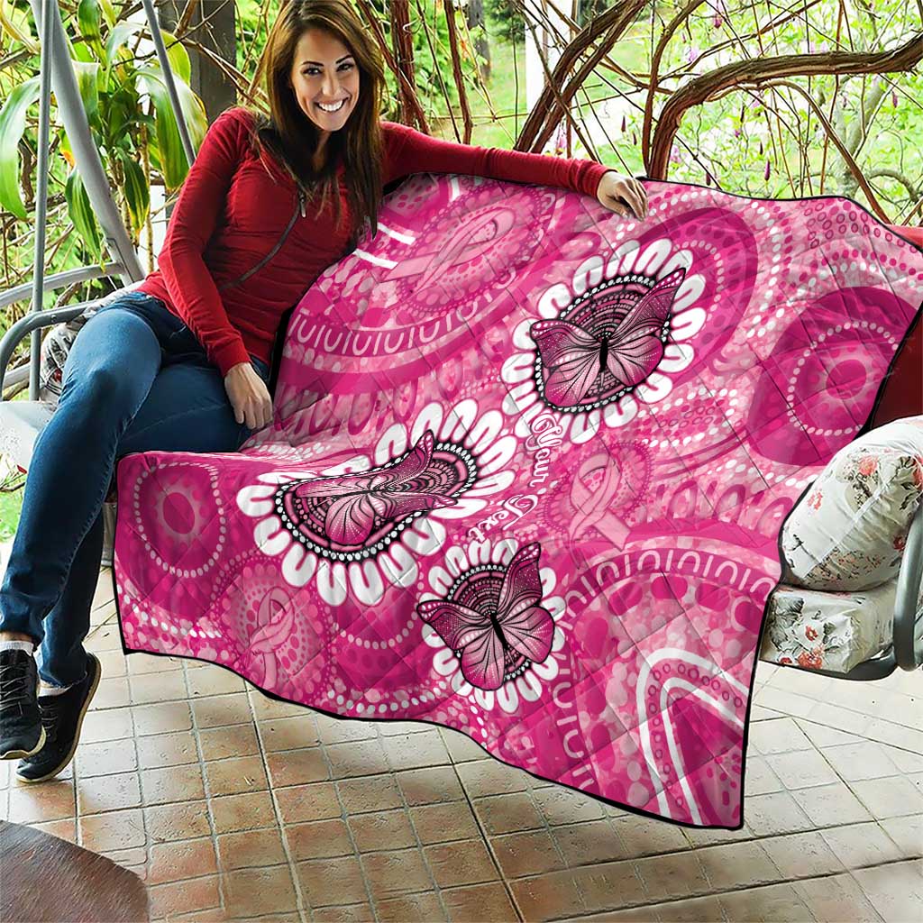 Personalised Australia Indigenous Quilt Breast Cancer Ribbon Think Pink - Pink Version LT14