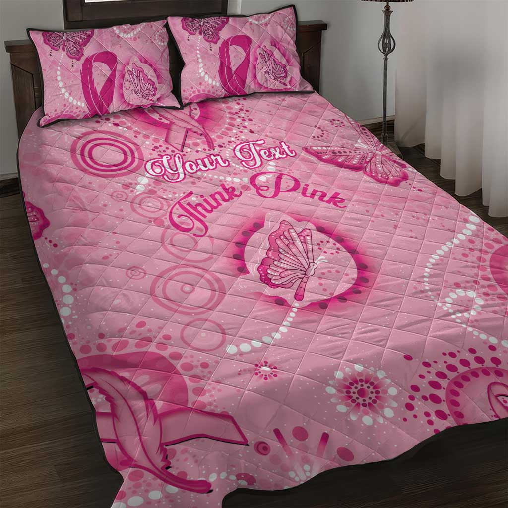 Personalised Australia Indigenous Quilt Bed Set Breast Cancer Ribbon Think Pink - Pink Version