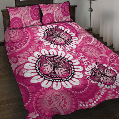Personalised Australia Indigenous Quilt Bed Set Breast Cancer Ribbon Think Pink - Pink Version LT14