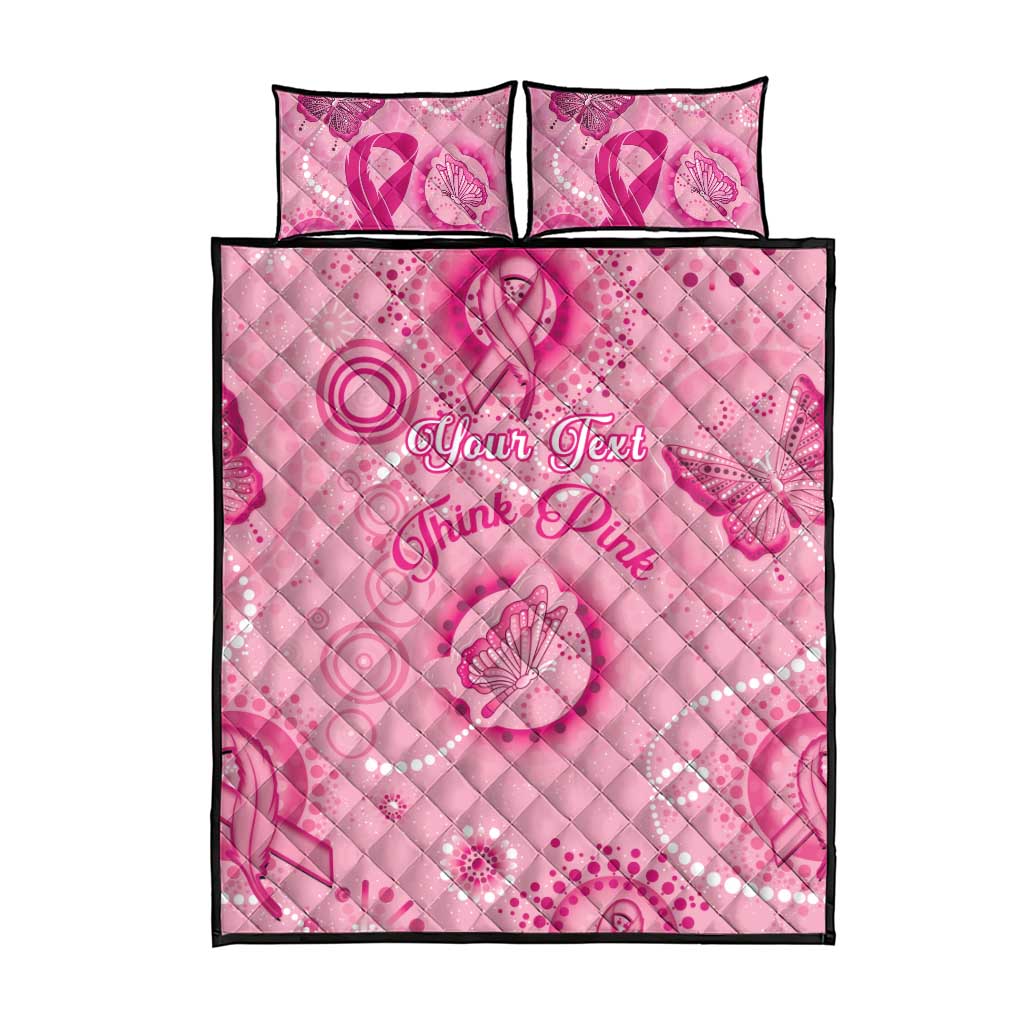 Personalised Australia Indigenous Quilt Bed Set Breast Cancer Ribbon Think Pink - Pink Version