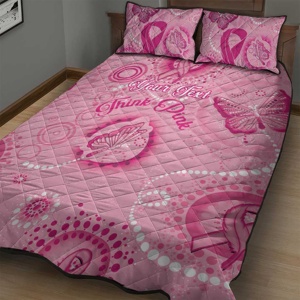 Personalised Australia Indigenous Quilt Bed Set Breast Cancer Ribbon Think Pink - Pink Version