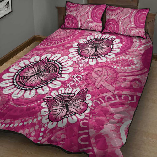 Personalised Australia Indigenous Quilt Bed Set Breast Cancer Ribbon Think Pink - Pink Version LT14