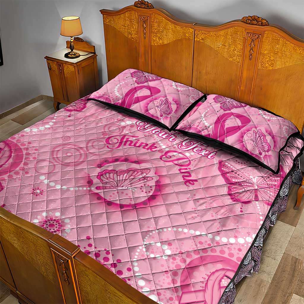 Personalised Australia Indigenous Quilt Bed Set Breast Cancer Ribbon Think Pink - Pink Version