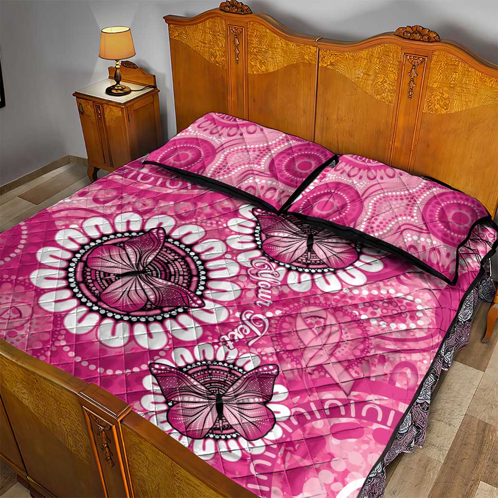 Personalised Australia Indigenous Quilt Bed Set Breast Cancer Ribbon Think Pink - Pink Version LT14