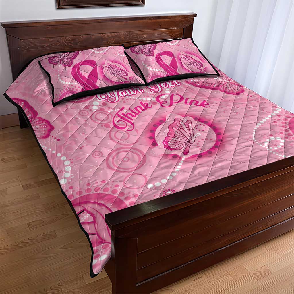 Personalised Australia Indigenous Quilt Bed Set Breast Cancer Ribbon Think Pink - Pink Version