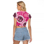 Personalised Australia Indigenous Raglan Cropped T Shirt Breast Cancer Ribbon Think Pink - Pink Version LT14