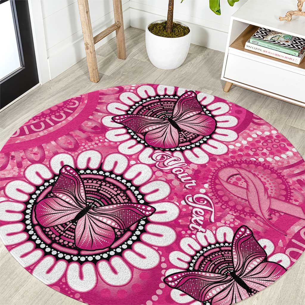Personalised Australia Indigenous Round Carpet Breast Cancer Ribbon Think Pink - Pink Version LT14