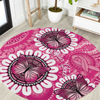 Personalised Australia Indigenous Round Carpet Breast Cancer Ribbon Think Pink - Pink Version LT14