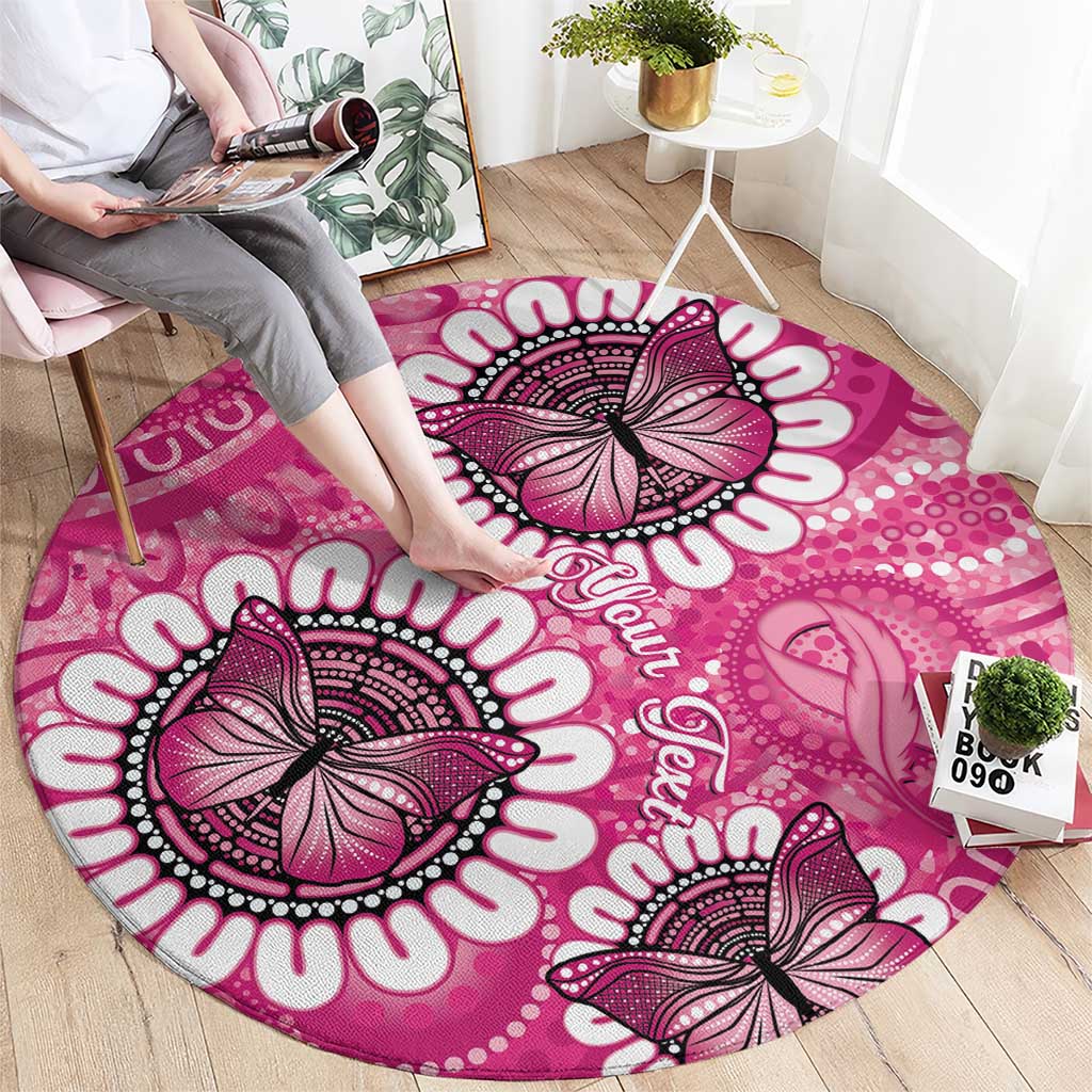Personalised Australia Indigenous Round Carpet Breast Cancer Ribbon Think Pink - Pink Version LT14