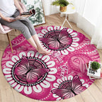 Personalised Australia Indigenous Round Carpet Breast Cancer Ribbon Think Pink - Pink Version LT14