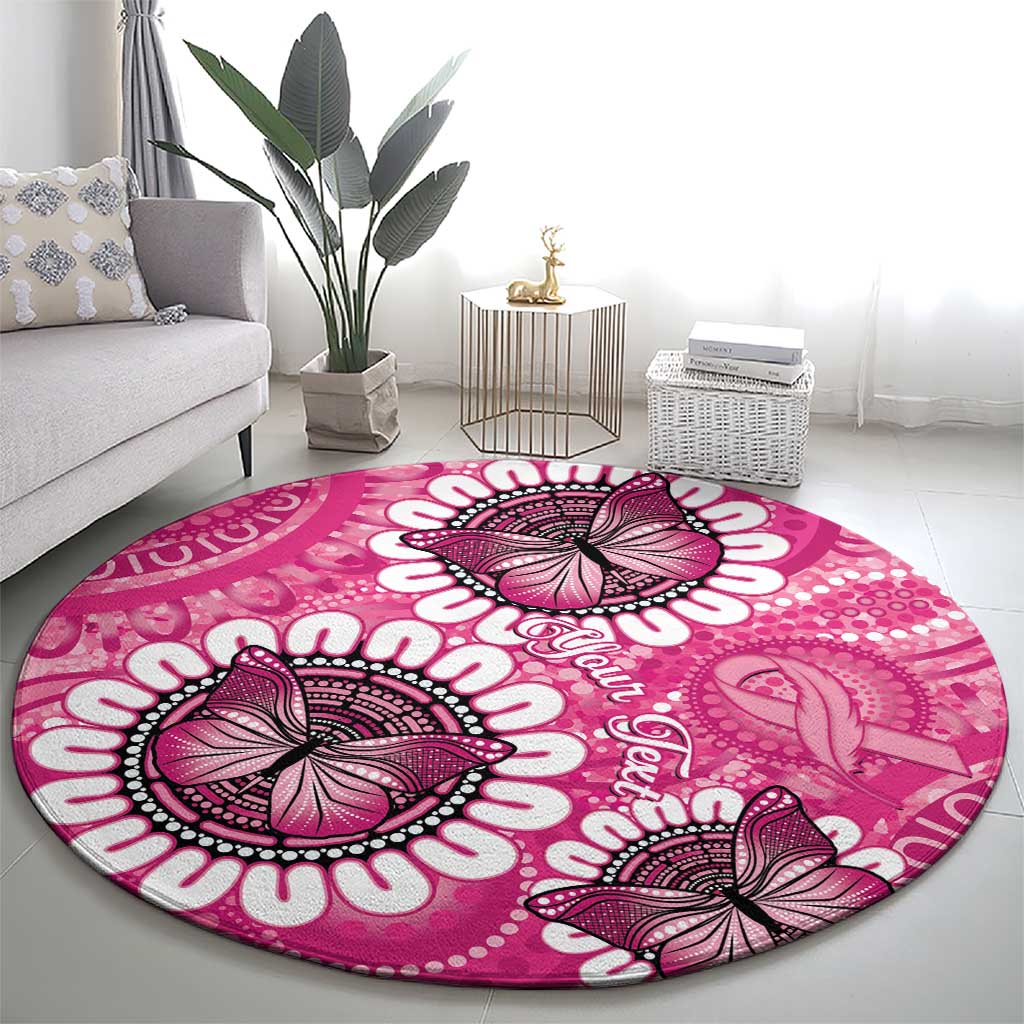 Personalised Australia Indigenous Round Carpet Breast Cancer Ribbon Think Pink - Pink Version LT14