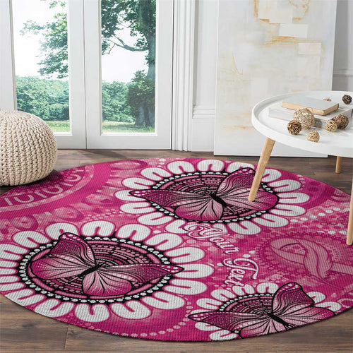 Personalised Australia Indigenous Round Carpet Breast Cancer Ribbon Think Pink - Pink Version LT14