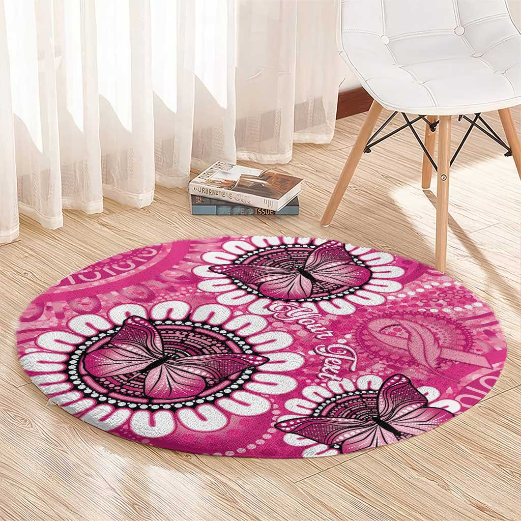 Personalised Australia Indigenous Round Carpet Breast Cancer Ribbon Think Pink - Pink Version LT14