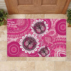Personalised Australia Indigenous Rubber Doormat Breast Cancer Ribbon Think Pink - Pink Version LT14