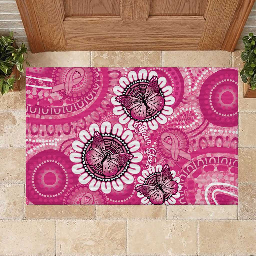 Personalised Australia Indigenous Rubber Doormat Breast Cancer Ribbon Think Pink - Pink Version LT14