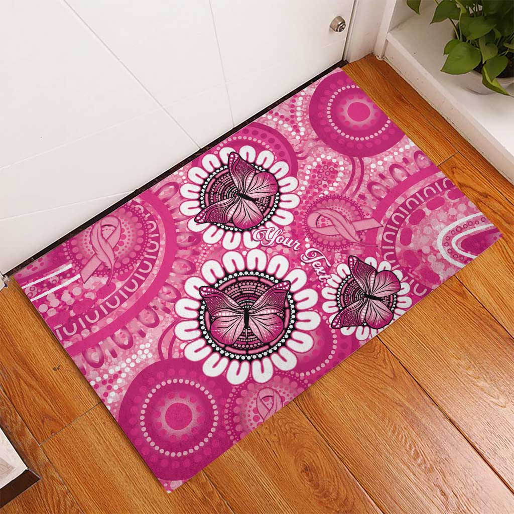 Personalised Australia Indigenous Rubber Doormat Breast Cancer Ribbon Think Pink - Pink Version LT14
