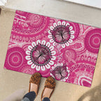 Personalised Australia Indigenous Rubber Doormat Breast Cancer Ribbon Think Pink - Pink Version LT14